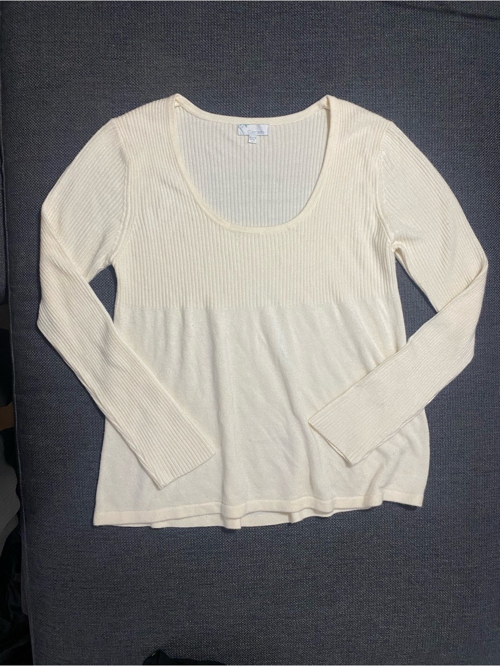 Vintage Currents by Jeri-Jo Cream Texture Block  Women's Knit Sweater XL